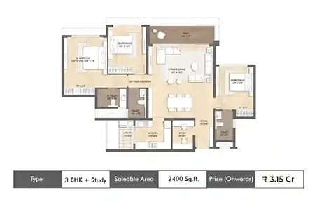 3 BHK-2400 SqFt